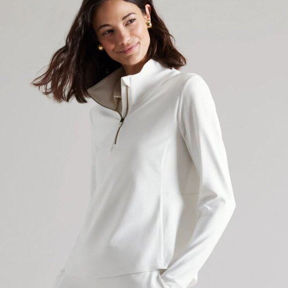 Rhone White Course to Court 1/4 Zip Pullover - Size L - Picture 1 of 12